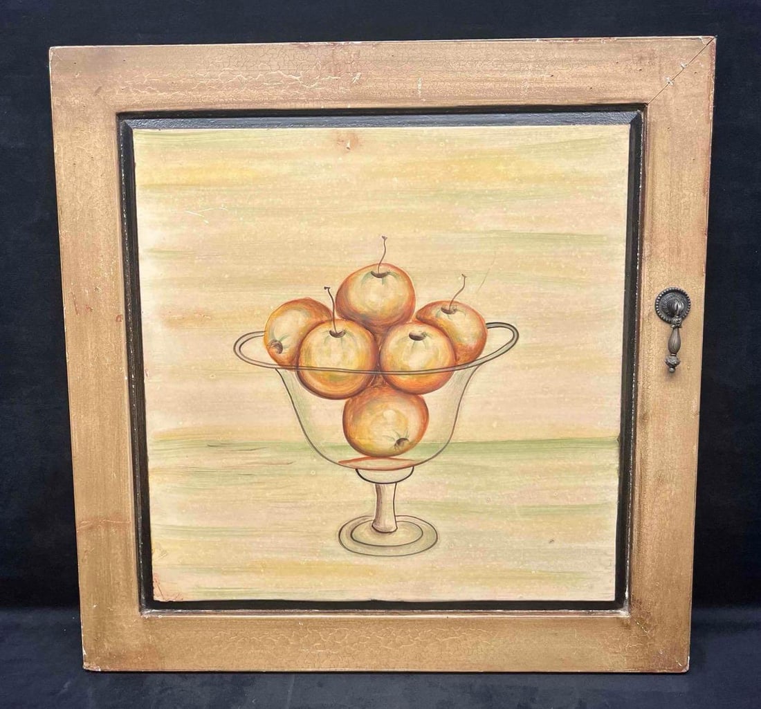 Unique Still Life On Wood Board: This lot contains a Unique Still Life On Wood Board. It is approx 20" x 20". Total weight is approx 8lbs. Overall the Still Life is in good pre owned condition with some wear from use over time. There