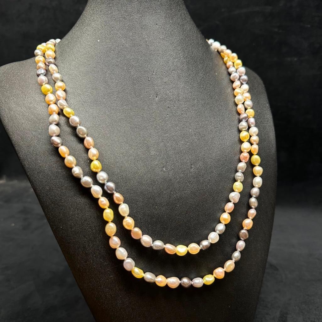 Freshwater Pearl Sterling Silver Clasp Necklace: This piece of jewelry has been tested and researched prior to listing. Please view all our pictures they are part of our description. DETAILS: Metal - Sterling Silver Color -Silver Stones - none Hallm