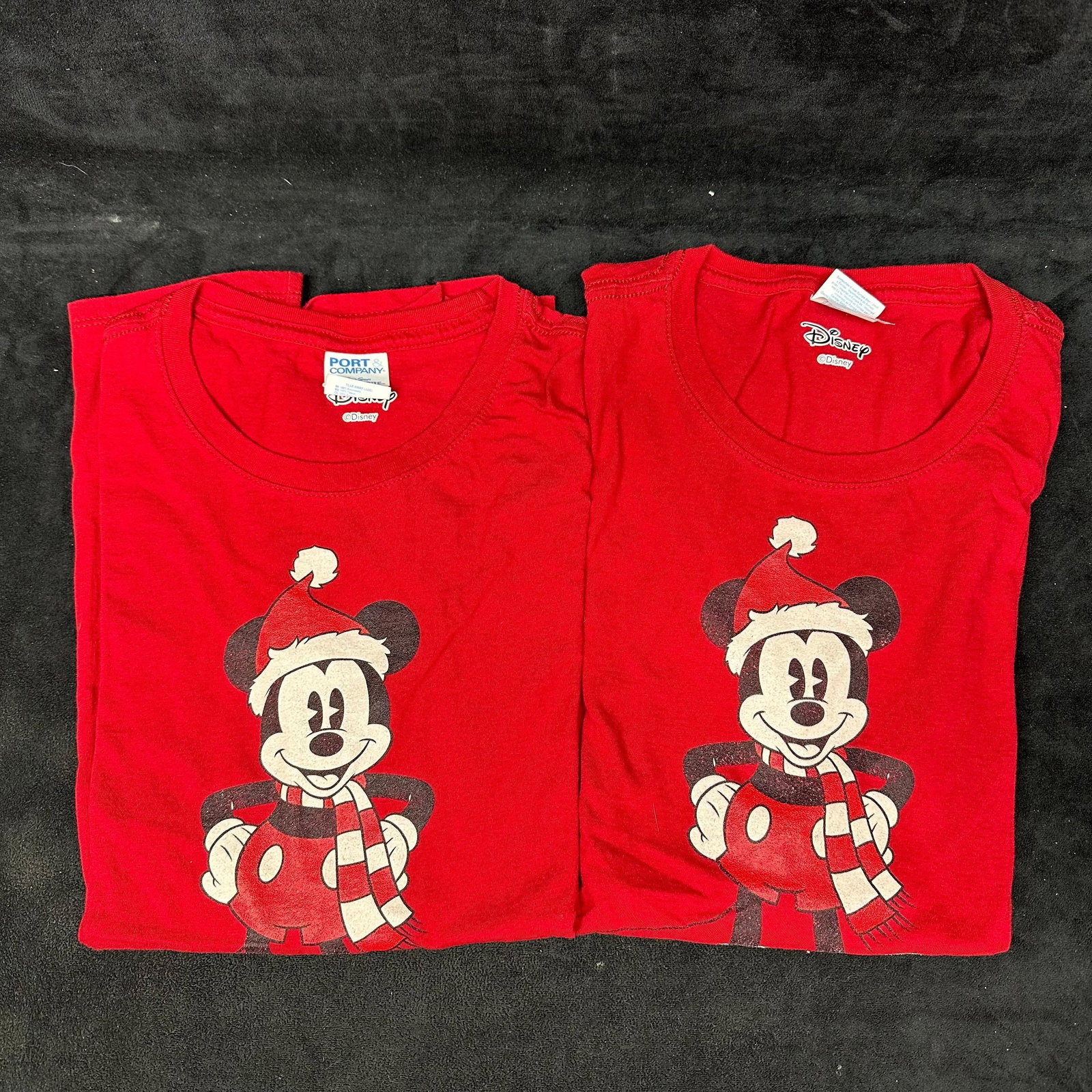 Two Disney Mickey Mouse Christmas T-Shirts Red Women?s Medium (1 of 5)