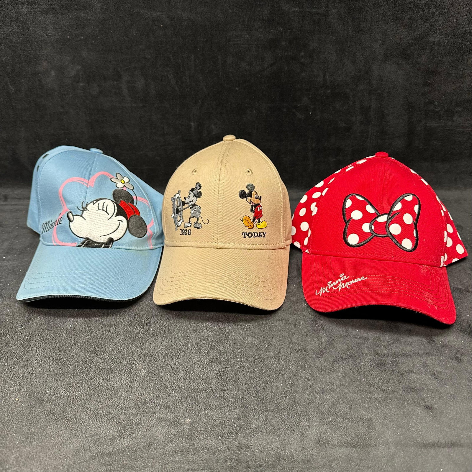 Disney Character Baseball Caps Minnie and Mickey Mouse Lot of Three (1 of 4)
