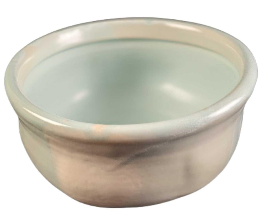 Handmade Pottery Ceramic Art Bowl Light Blue: Handmade Pottery Ceramic Bowl. Has a white and very light blue color. Maker and date of creation is unknown. The bowl is approx 9 1/2" x 9 1/2" x 5" and weighs 3.5lbs. Art bowl is in a good, used