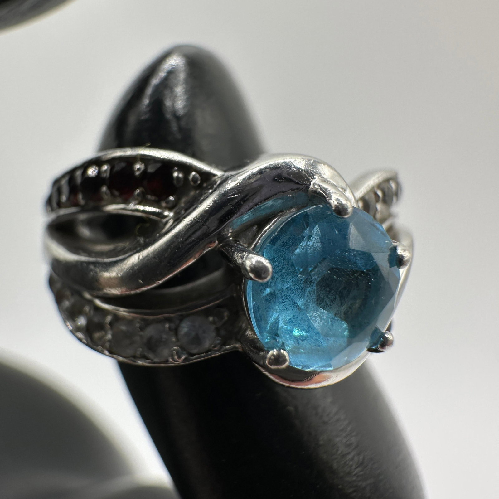 Red White and Blue Stone God Bless America 925 Ring Sterling: This item is in good pre-owned, previously used/displayed condition with noticeable light wear and surface scratches. Please reference all photos for full details. This piece of jewelry has been teste