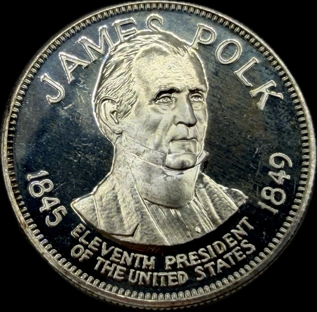 James K Polk Sterling Silver Presidential Coin: These coins have been tested and researched to the best of our ability prior to listing. Please view photos, as they are a part of the condition. DETAILS: Metal - .925 Sterling Silver Tested - Yes Siz