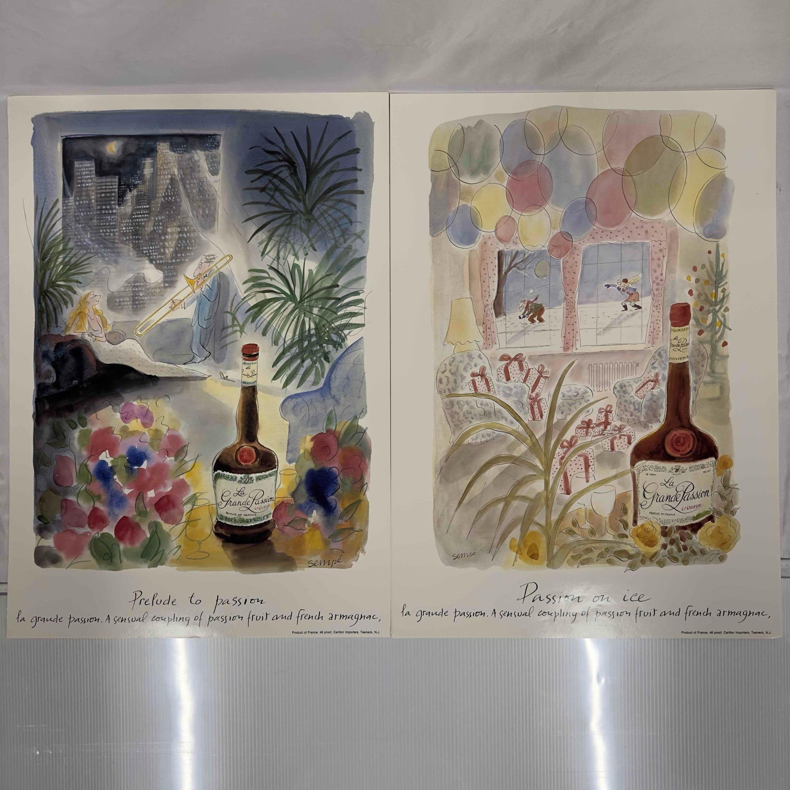 La Grande Passion Liqueur Ad Poster French Liquor Advertisement Print Posters Set Collection: La Grande Passion Liqueur Ad Poster French Liquor Advertisement Print Posters Set Collection. This set includes fifteen (15) posters, two designs. A few noticeable creases on the posters, minor tears,