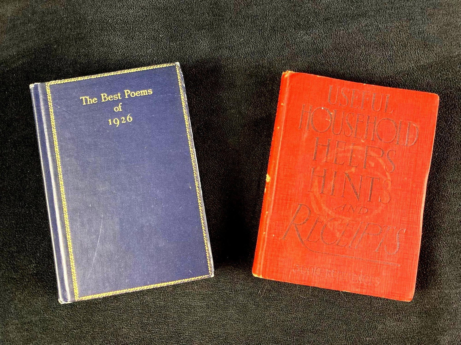 Set of (2) Books Early 20th Century: Up for auction is a set of (2) books from the early 20th century: The Best Poems of 1926 and Useful Household Helps Hints and Receipts Circa 1916. They are fresh from a recent estate and show little s