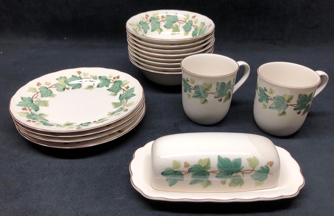 Nikko Tableware "Greenwood Ivy" 15pc Set - Japan (Set B): Casual Living - Nikko Tableware 15pc Set in "Greenwood Ivy" Pattern. Made in Japan. Set includes: 4 Salad / Bread / Dessert Plates (7-1/4" x 7-1/4" x 1") 8 Berry / Soup / Cereal Bo