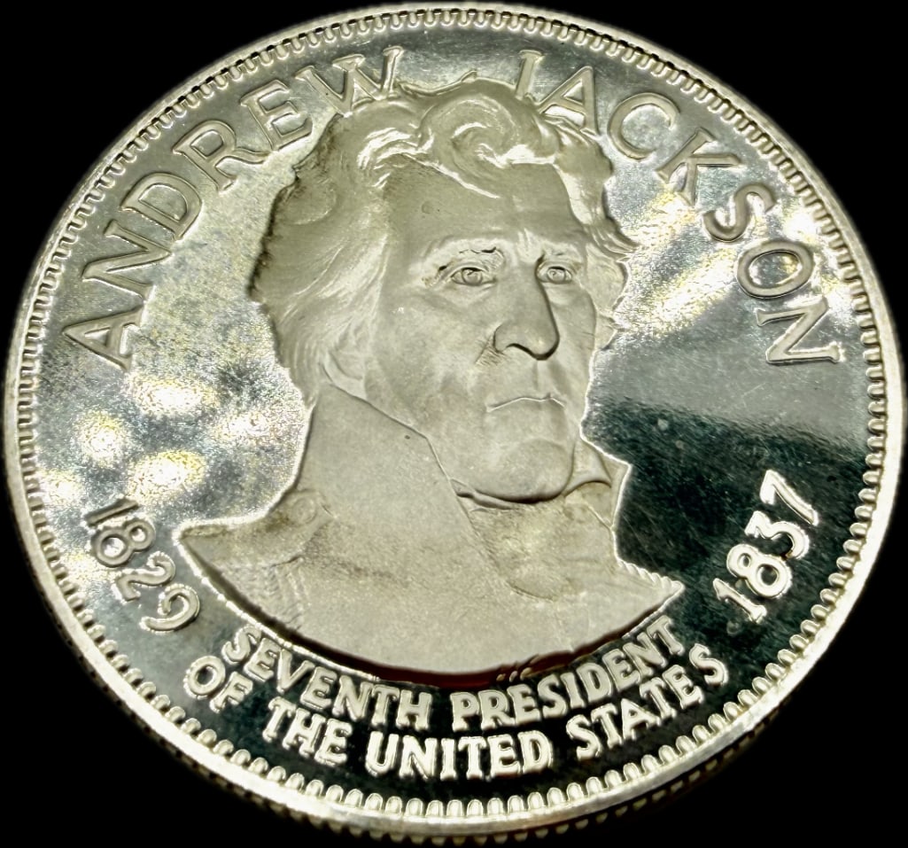 Andrew Jackson Sterling Silver Presidential Coin: These coins have been tested and researched to the best of our ability prior to listing. Please view photos, as they are a part of the condition. DETAILS: Metal - .925 Sterling Silver Tested - Yes Siz