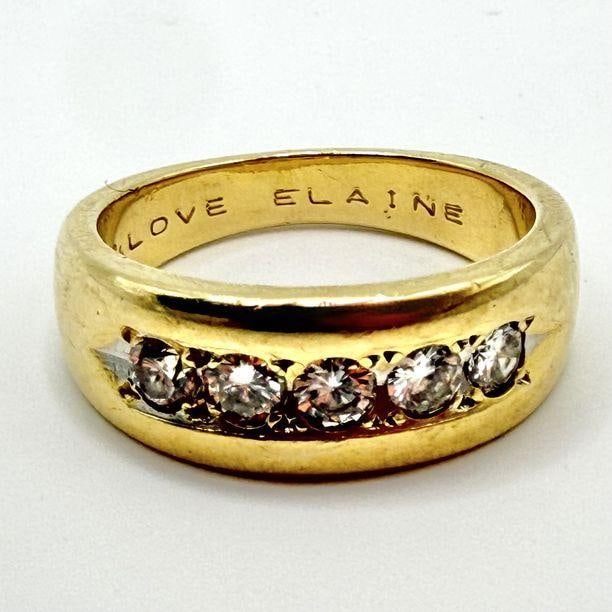 14k Gold 5-Stone Diamond Ring: This piece of jewelry has been tested and researched prior to listing. Please view all our pictures they are part of our description. DETAILS: Metal - 14k Gold Color - Gold Stones - 5 Diamonds Carat W