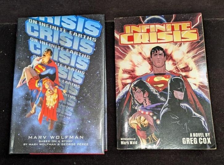 DC Comics Infinite Crisis Crisis On Infinite Earths Books: DC Comics Infinite Crisis Crisis On Infinite Earths Books. This lot includes: (1) Infinite Crisis Softcover Book By Greg Cox. This was published by Ace Books (New York) in the year 2006. The papes are