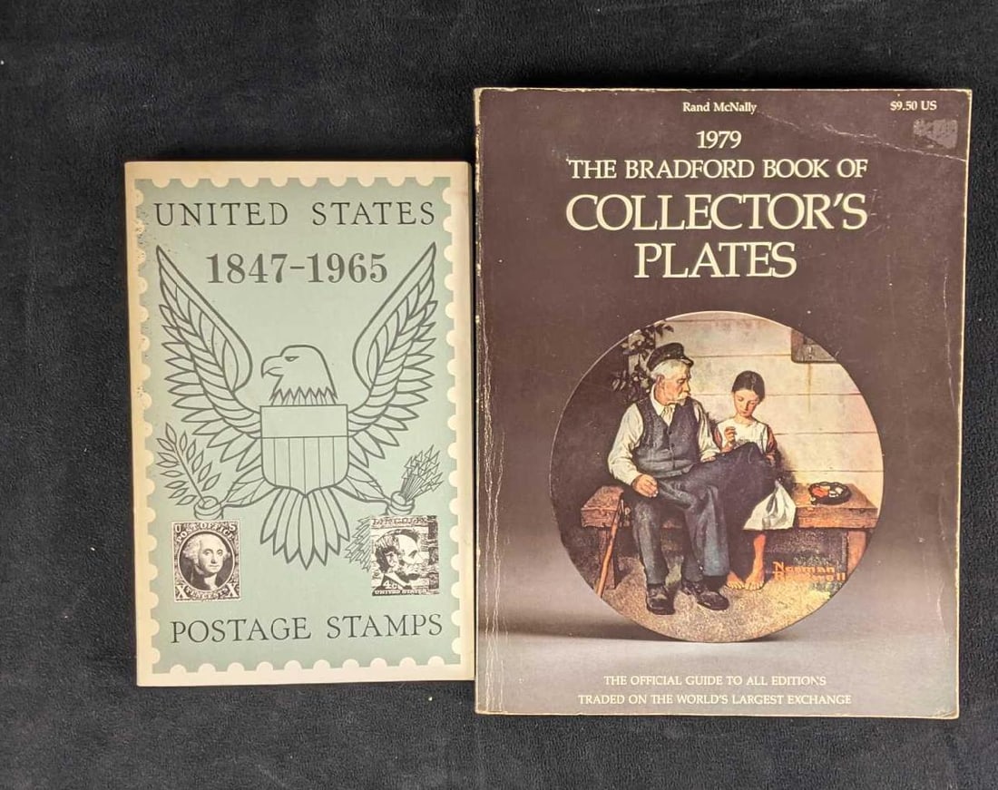 Stamps and Collector Plate's Books: Stamp and Collector Plate's Books These two books are in good condition. They have some shelf wear. The Plate Collectors book has half of the first page missing. Both books are used. (1) United