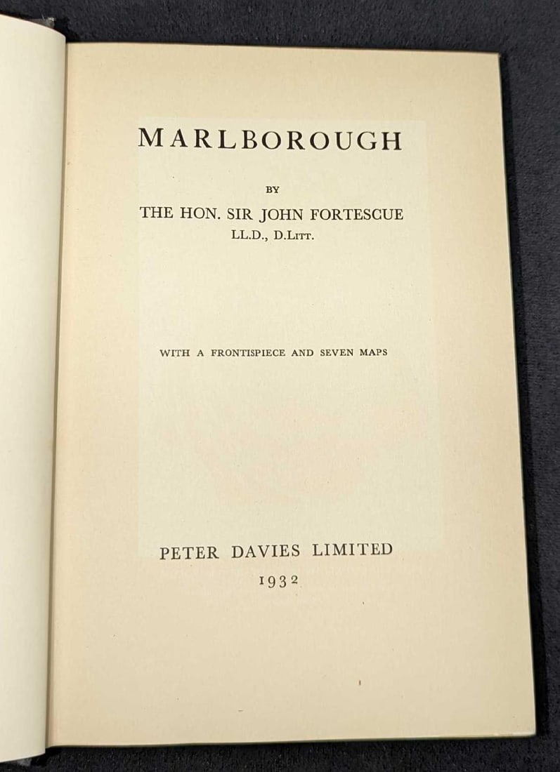 1932 Marloborough By John Fortescue Hardcover: 1932 Marloborough By John Fortescue Hardcover. This was published by Peter Davies Limited (UK) in 1932. This hardcover is approx 5 1/2" x 1" x 7 3/4" and it weighs 0.83lb. The covers have shelf-