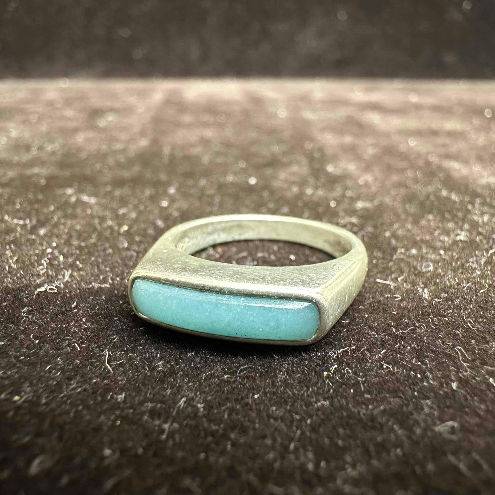 Carolyn Pollack Amazonite Inlay Modernist Sterling Silver Ring: This item is in good pre-owned, previously used/displayed condition with noticeable light wear, and surface scratches. Please reference all photos for full details. This piece of jewelry has been test