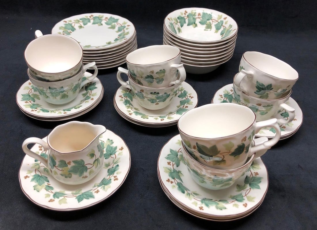 Nikko Tableware "Greenwood Ivy" 34pc Set - Japan (Set A): Casual Living - Nikko Tableware 34pc Set in "Greenwood Ivy" Pattern. Made in Japan. Set includes: 8 Salad / Bread / Dessert Plates (7-1/4" x 7-1/4" x 1") 8 Berry / Soup / Cereal Bo