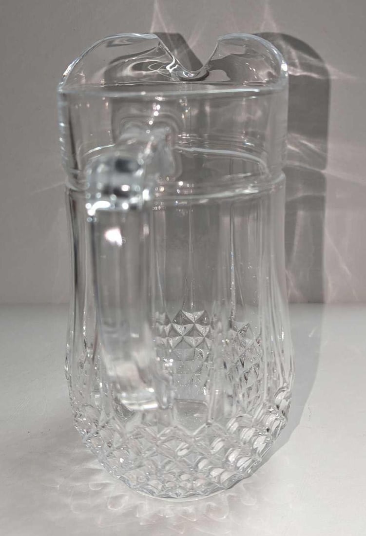 Vintage 9" Diamond Pattern Glass Pitcher - 4