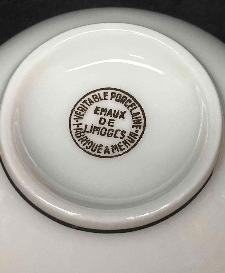 Five Limoges Gold Trim Tea Cups - 12