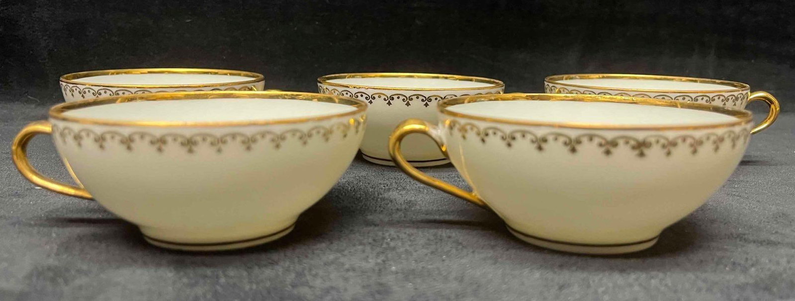 Five Limoges Gold Trim Tea Cups - 3