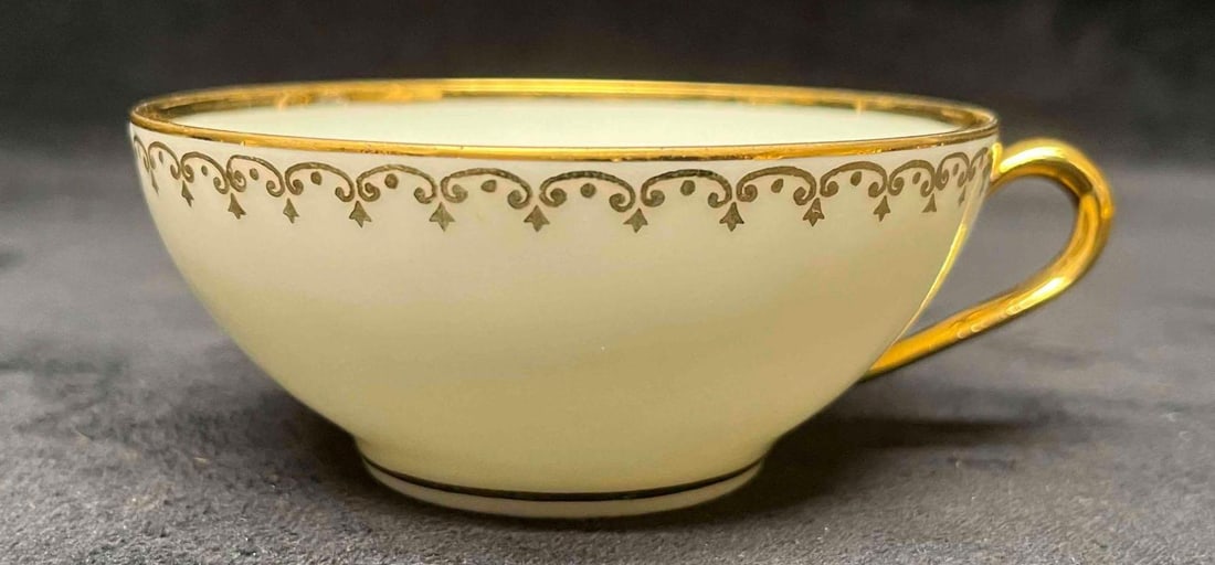 Five Limoges Gold Trim Tea Cups - 5