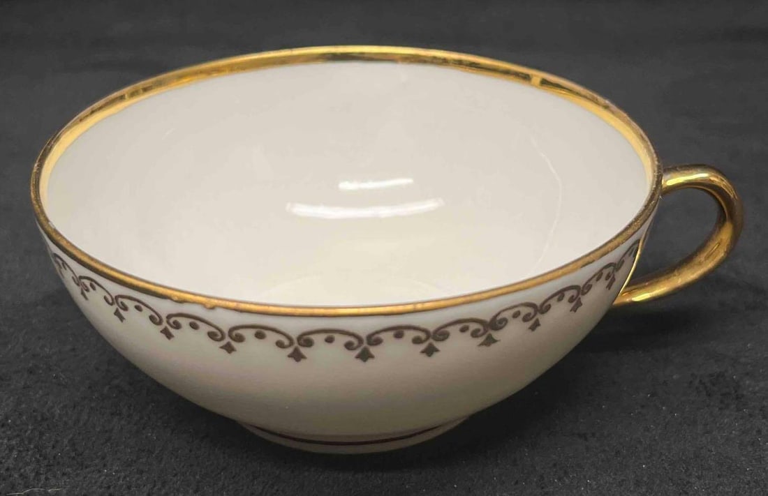 Five Limoges Gold Trim Tea Cups - 8