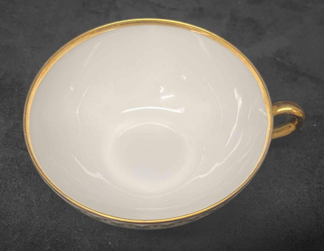 Five Limoges Gold Trim Tea Cups - 9