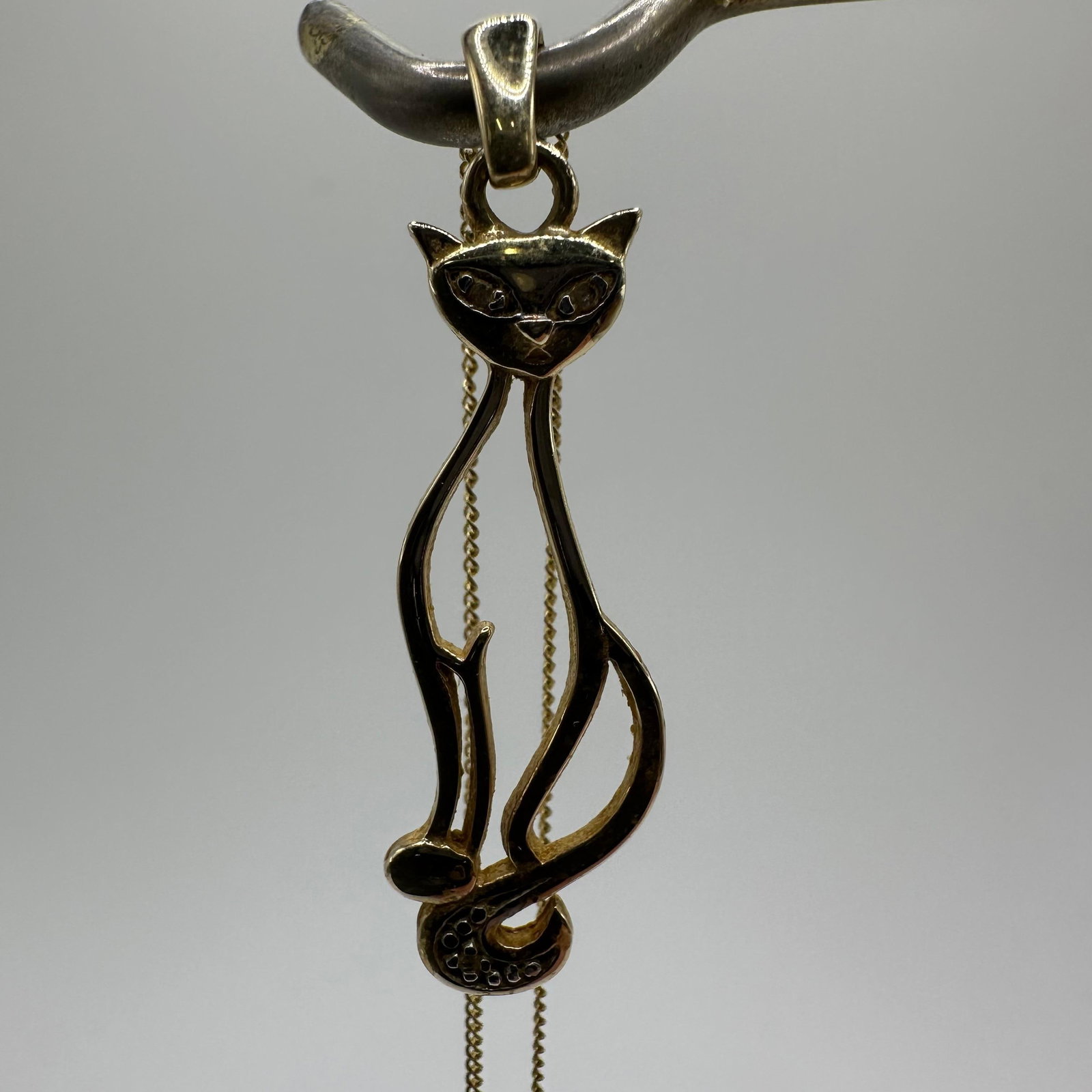 Moissanite 10K Gold Siamese Cat Pendant Necklace (1 of 7)