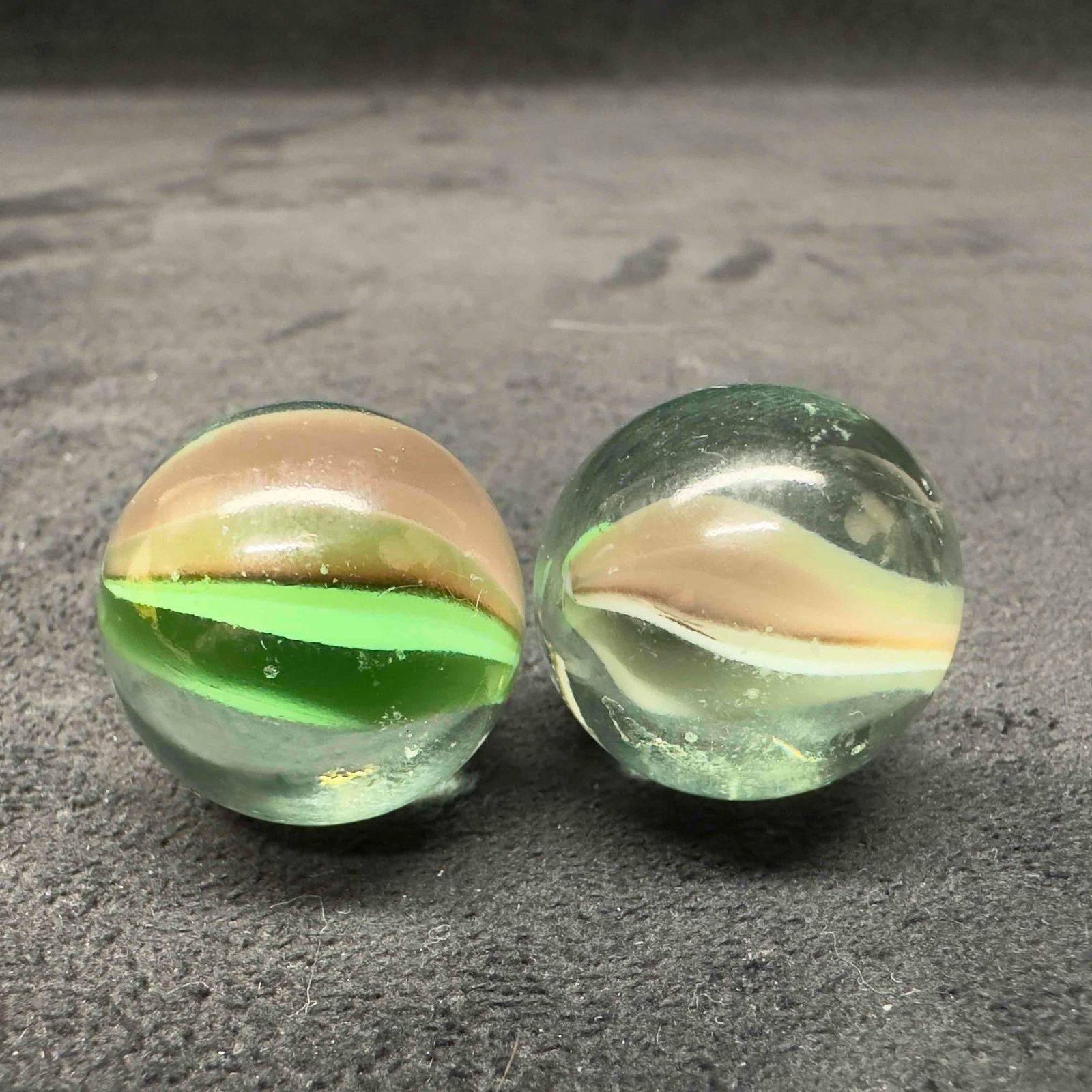 Green Cat Eye Marble Medium 25mm Set - 3