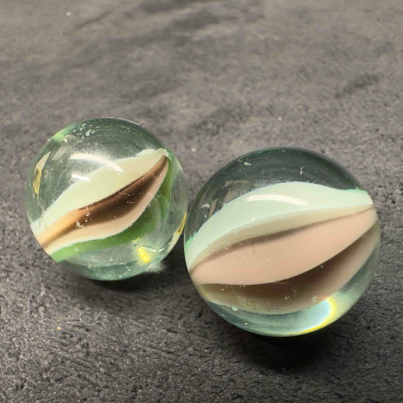 Green Cat Eye Marble Medium 25mm Set - 6