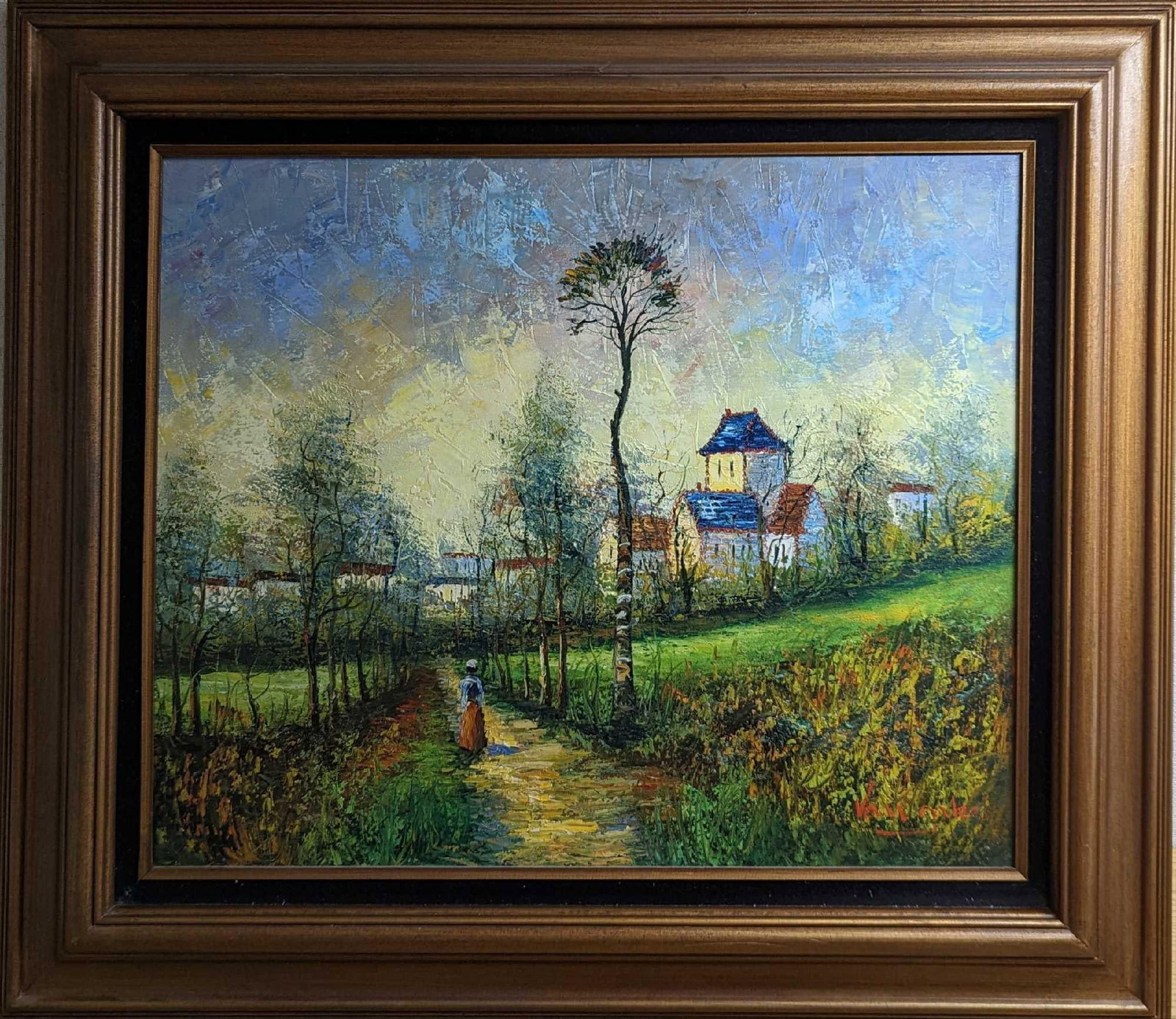 Framed Original Oil On Canvas Village (1 of 8)