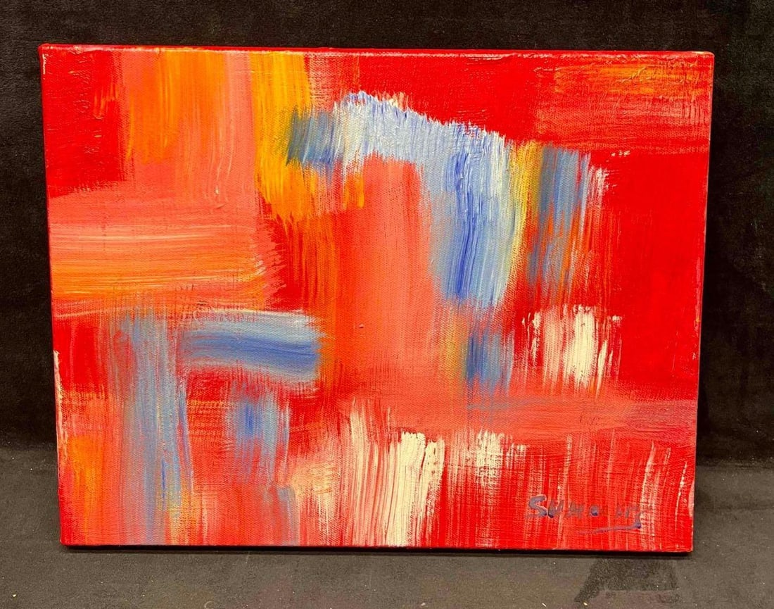 Original Abstract On Canvas By Summers (1) R72: This lot contains a Original Abstract On Canvas By Summers (1) R72. It is approx 14" x 1 1/2" x 11". Total weight is 1lb. Overall the Abstract Painting is in good used condition with