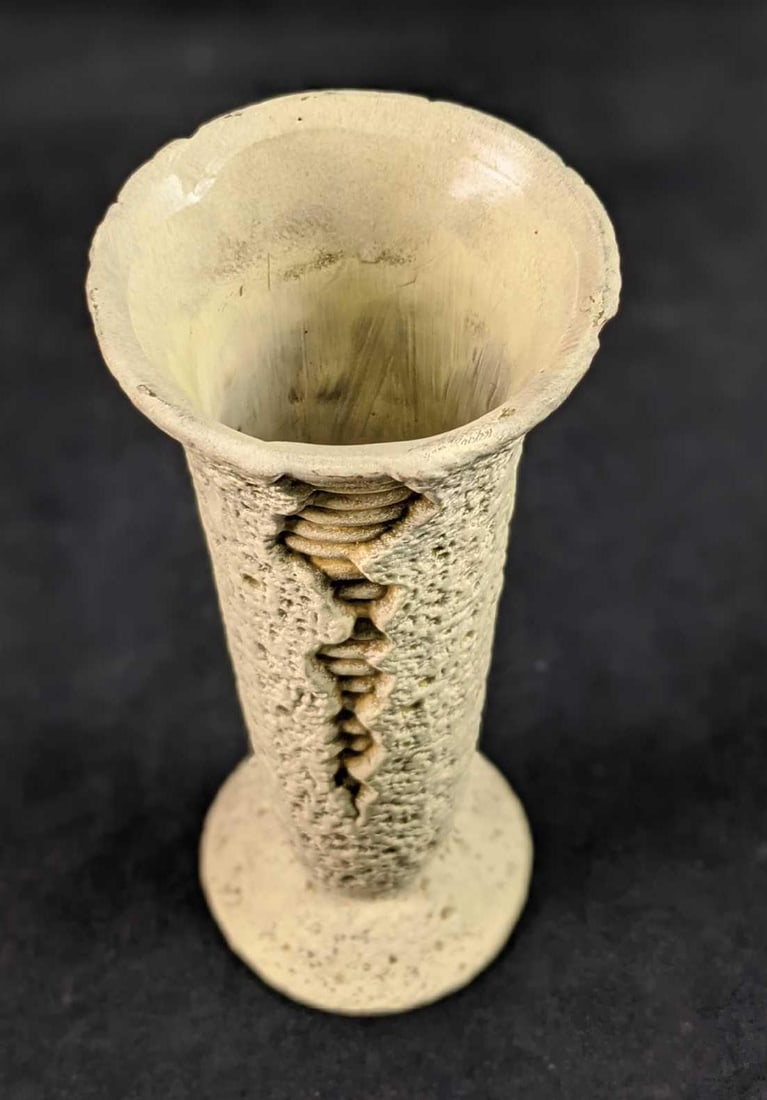 Vintage Ceramic Vase Cracking Textured - 3