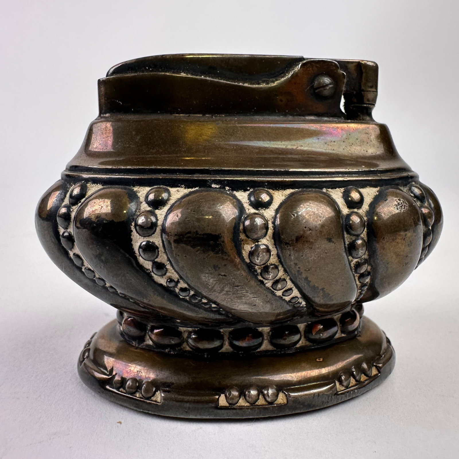 Ronson Crown American Silver Plate Art Deco Table Lighter: Vintage Ronson Crown Early 20th Century American Silver Plate Art Deco Table Lighter Untested. This item is in pre-owned, previously displayed condition with wear, minor markings, and surface scr