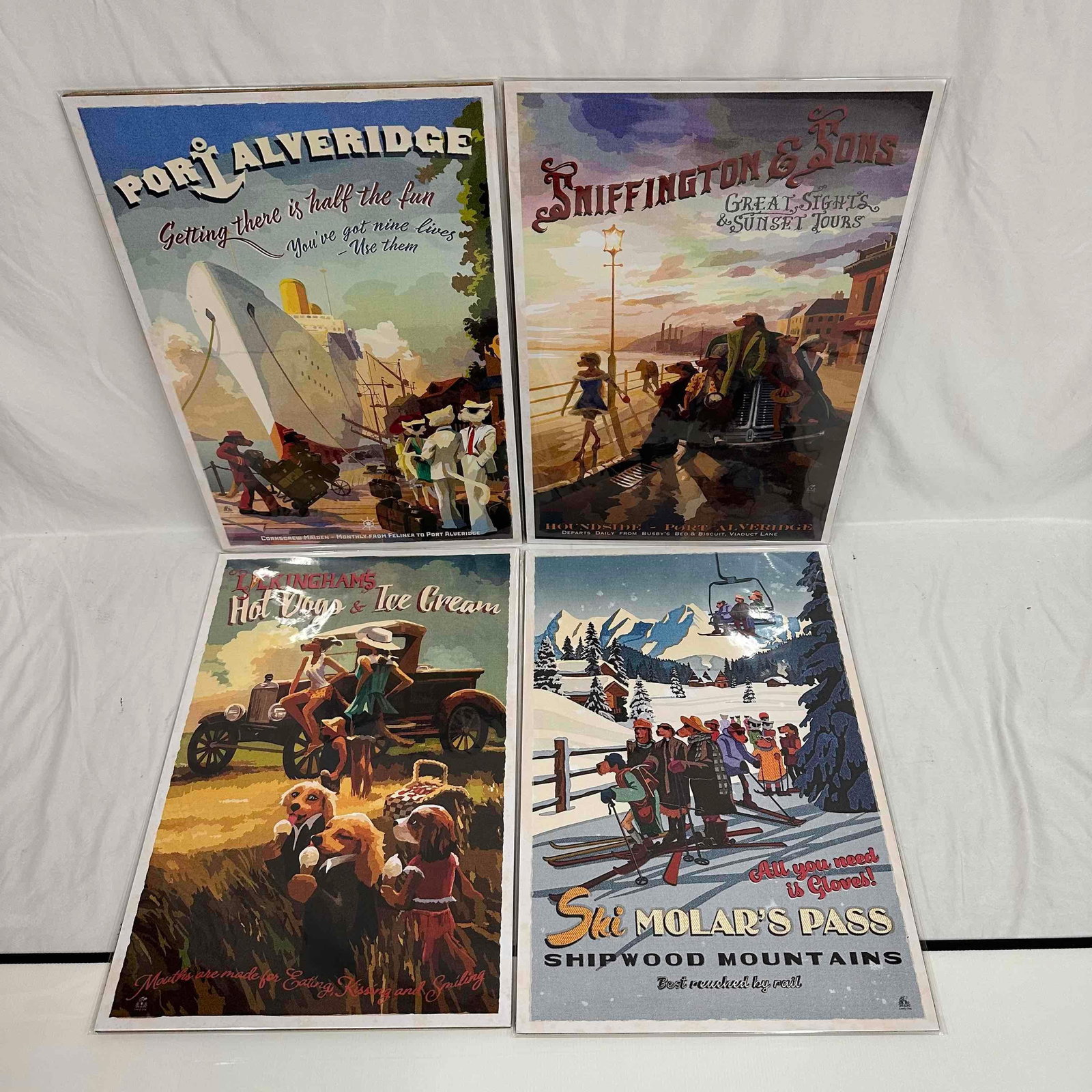 Vintage Style Lonely Dog Series Ivan Clarke Four Poster Set Screen Print Posters (1 of 5)