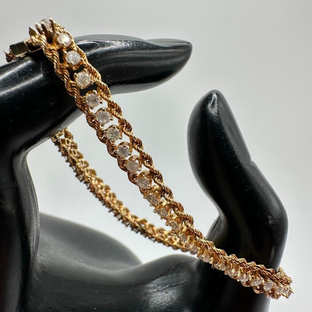 14k Gold Diamond Tennis Bracelet: This piece of jewelry has been tested and researched prior to listing. Please view all our pictures they are part of our description. DETAILS: Metal - 14k Gold Color - Yellow Gold Stones - Diamond