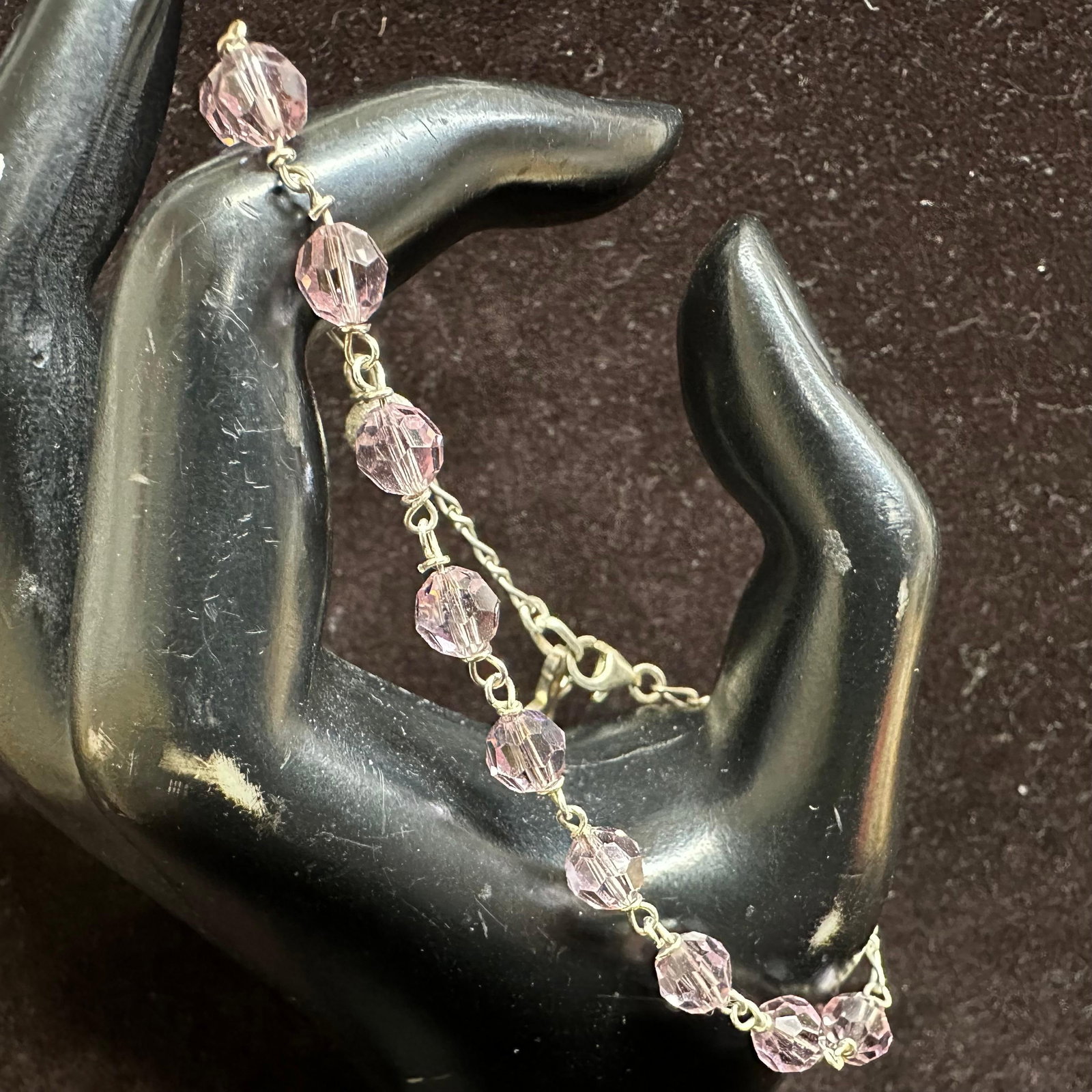 Pink Purple Hue Faceted Glass Beads Sterling Silver 925 Cross Dangle M46: This item is in good pre-owned, previously used/displayed condition with noticeable light wear and surface scratches. Please reference all photos for full details. This piece of jewelry has been