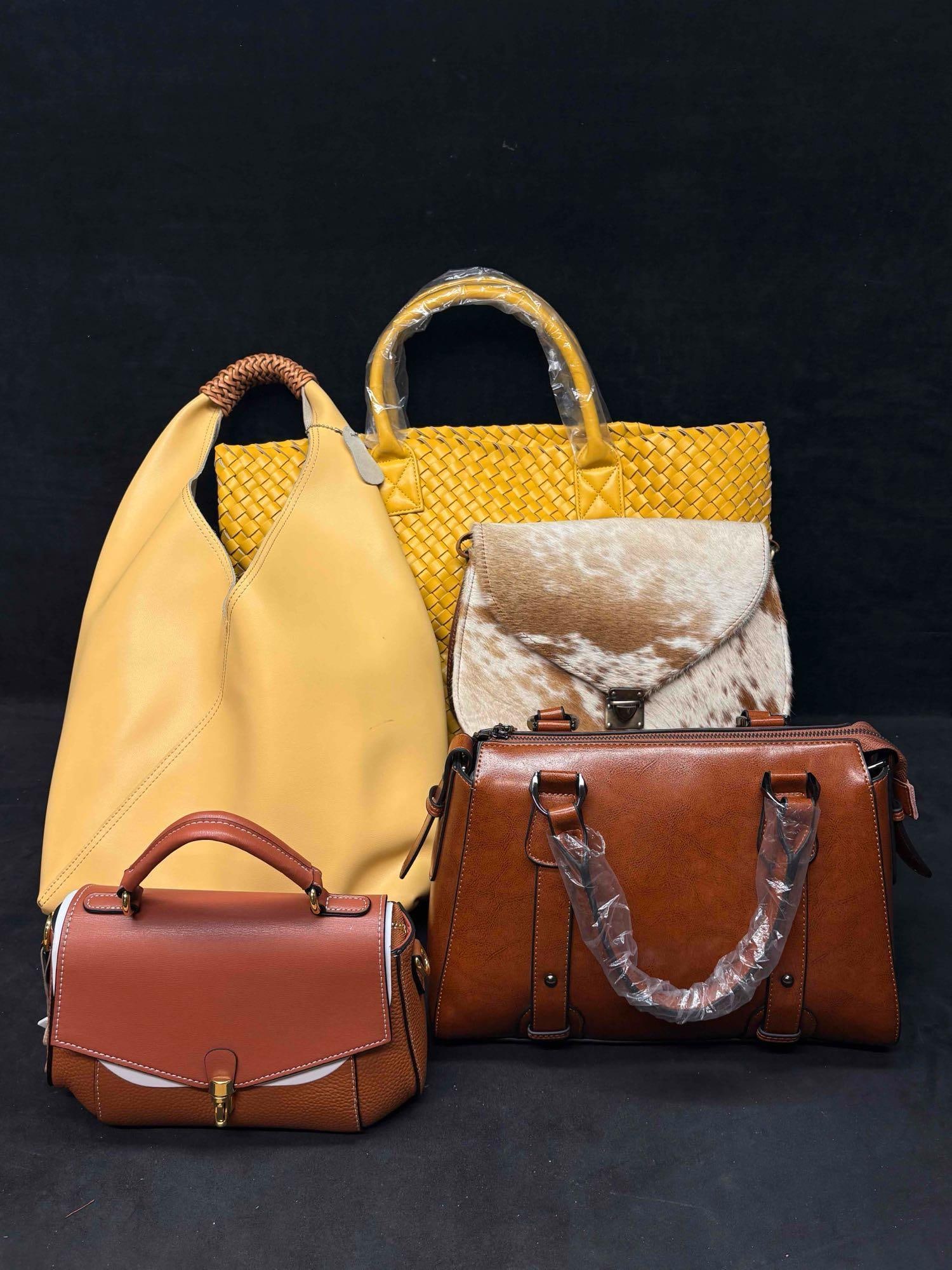Yellow and Brown Womens Leather Fashion Bag Collection D (1 of 20)