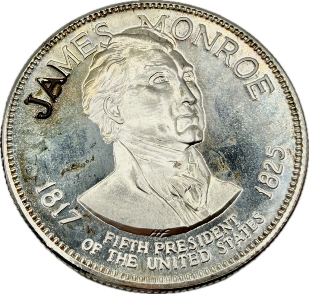 James Monroe Sterling Silver Presidential Coin: These coins have been tested and researched to the best of our ability prior to listing. Please view photos, as they are a part of the condition. DETAILS: Metal - .925 Sterling Silver Tested - Yes Siz