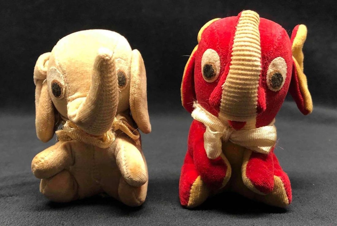 2 Mini Plush Stuffed Animal Elephants From Japan 50s/60s (1 of 6)