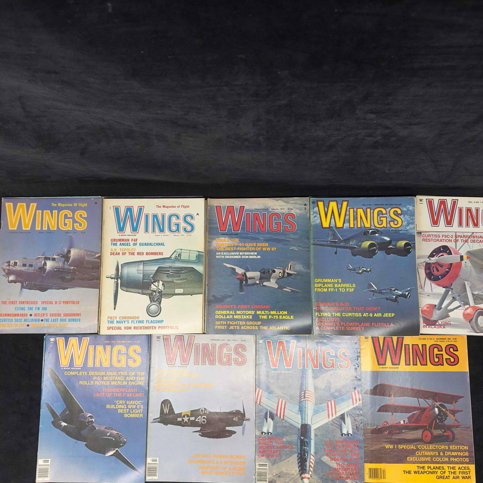 Wings Aviation Magazine Lot of 36 Thirty Six Magazines Collection Set: Wings Aviation Magazine Lot of 36 Thirty Six Magazines Collection Set. This collection set includes the following yearly series from 1971, 1972, 1973, 1974, 1975, 1976, 1977, 1981 and 1983 including v