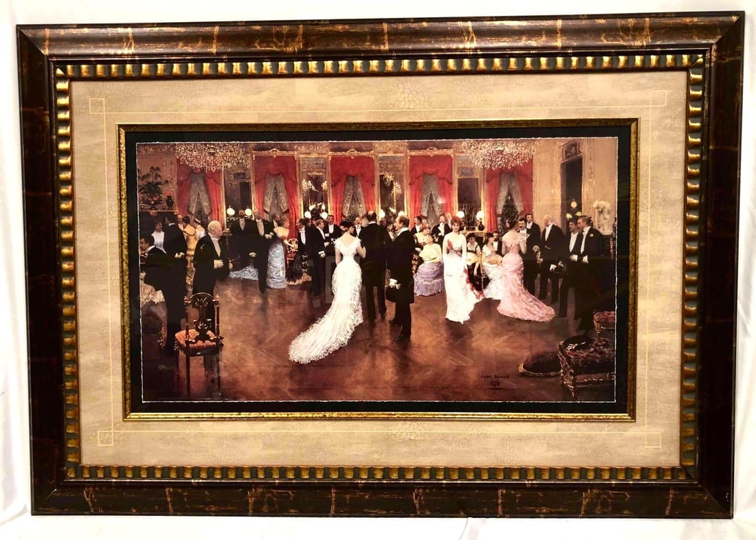 Framed Print Of "Evening Soiree" By Jean Beraud: This lot contains a framed print of "Evening Soiree" by Russian born French painter Jean Beraud. Beraud is best known for his works of everyday life in Paris during the Belle Époque period. This 