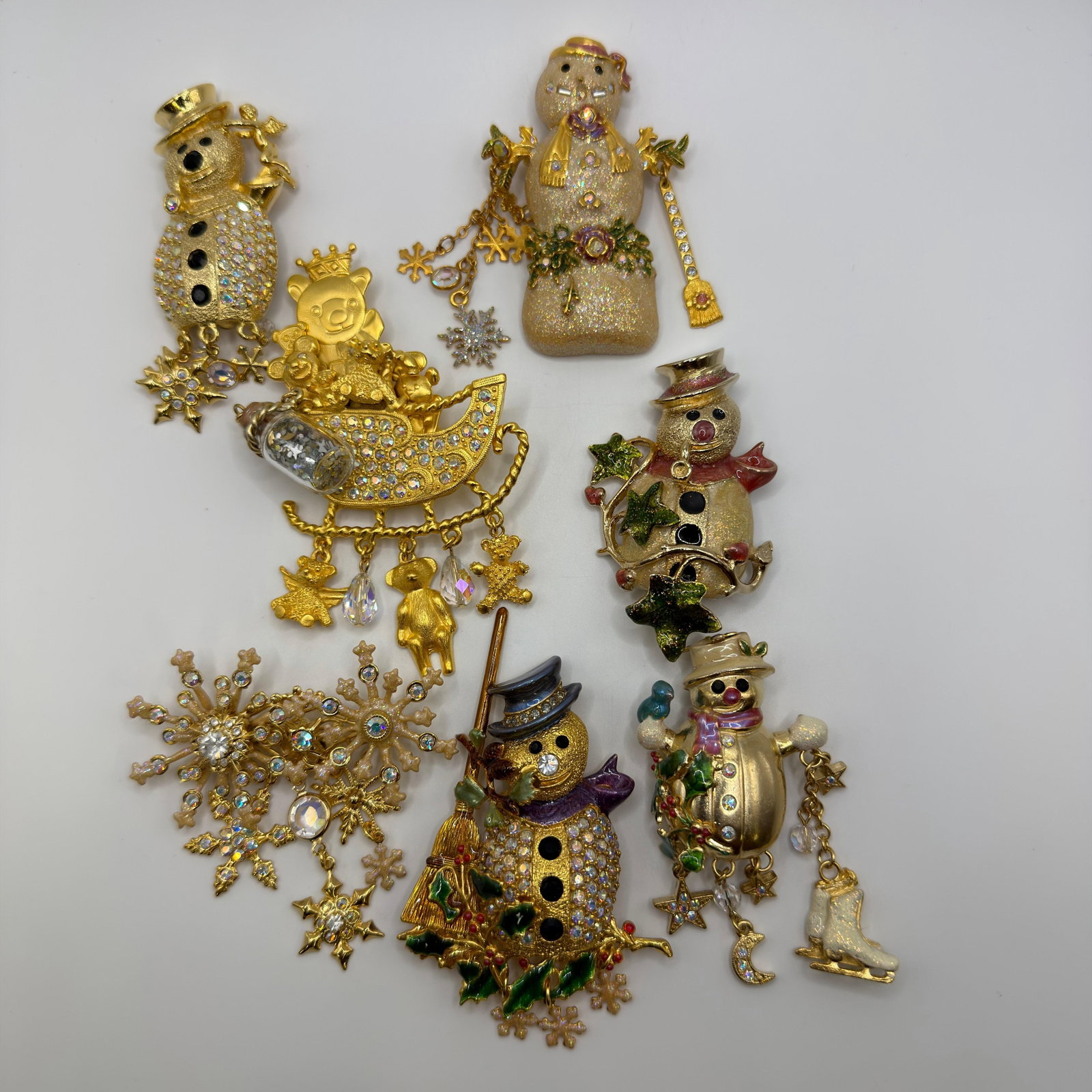 7 Pcs Kirks Folly Gold Tone Christmas and Winter Snowman Theme Brooch (1 of 6)
