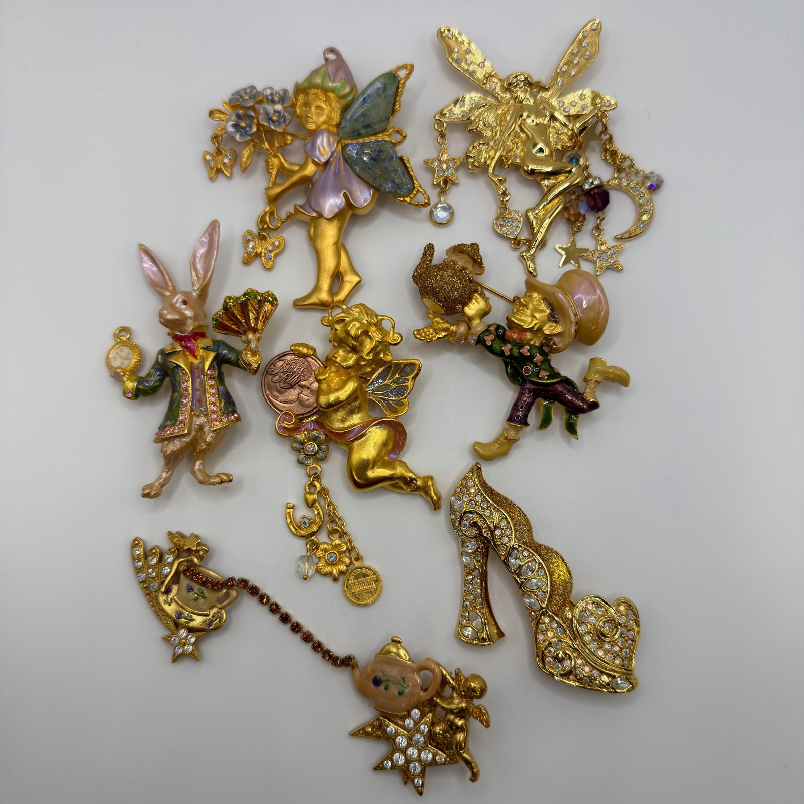 Kirks Folly Whimsical Fantasy Costume Brooch Collection White Rabbit Mad Hatter (1 of 10)