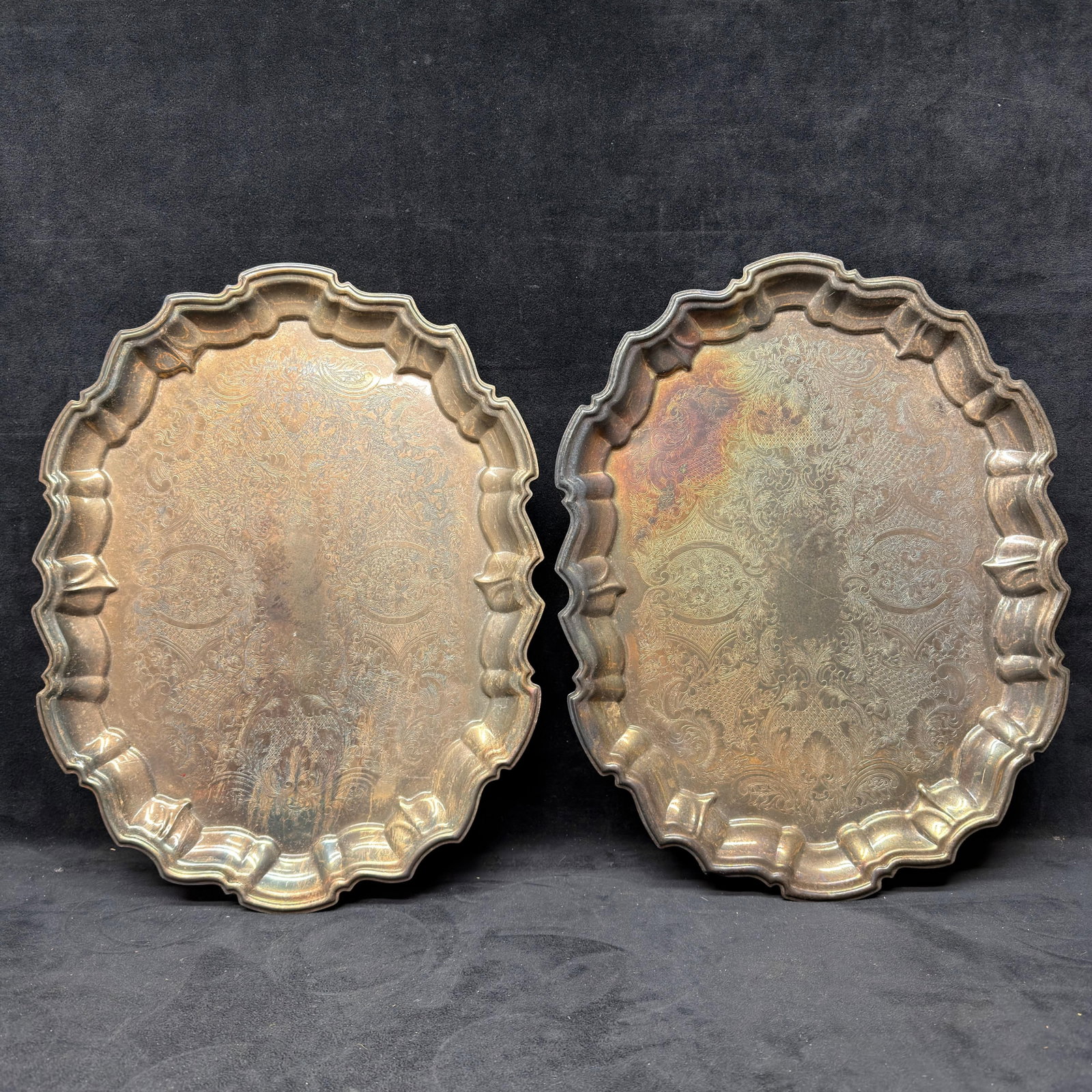 2 Vintage Footed Oval Kent Silversmith Silver Plated Trays B (1 of 4)