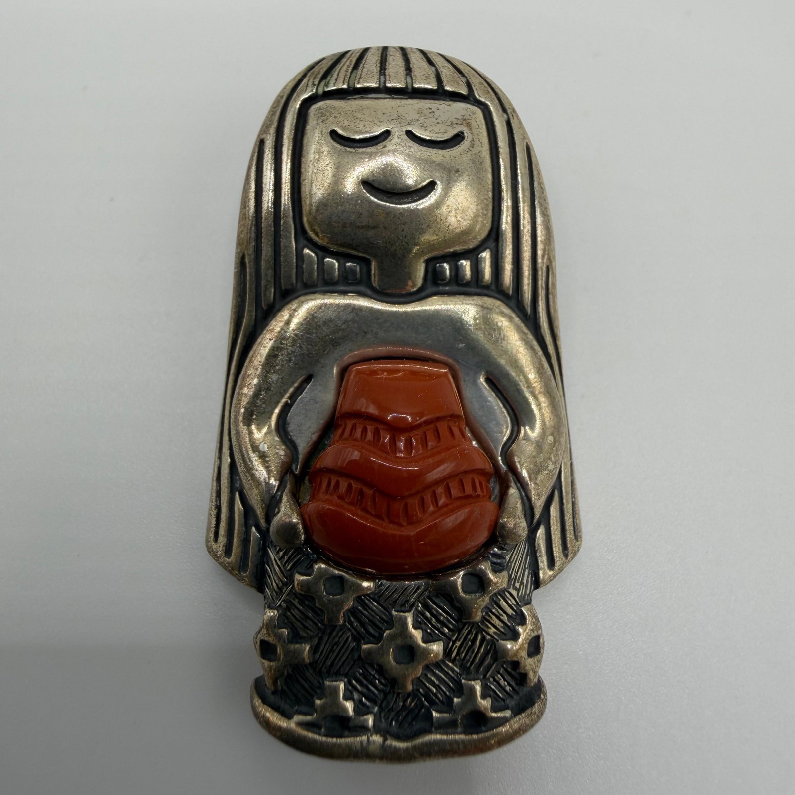 Carolyn Pollack Jody Naranjo Sterling Silver Pueblo Pottery Girl Pendant AW Relios: This item is in good pre-owned, previously used/displayed condition with noticeable light wear and surface scratches. Please reference all photos for full details. This piece of jewelry has been caref