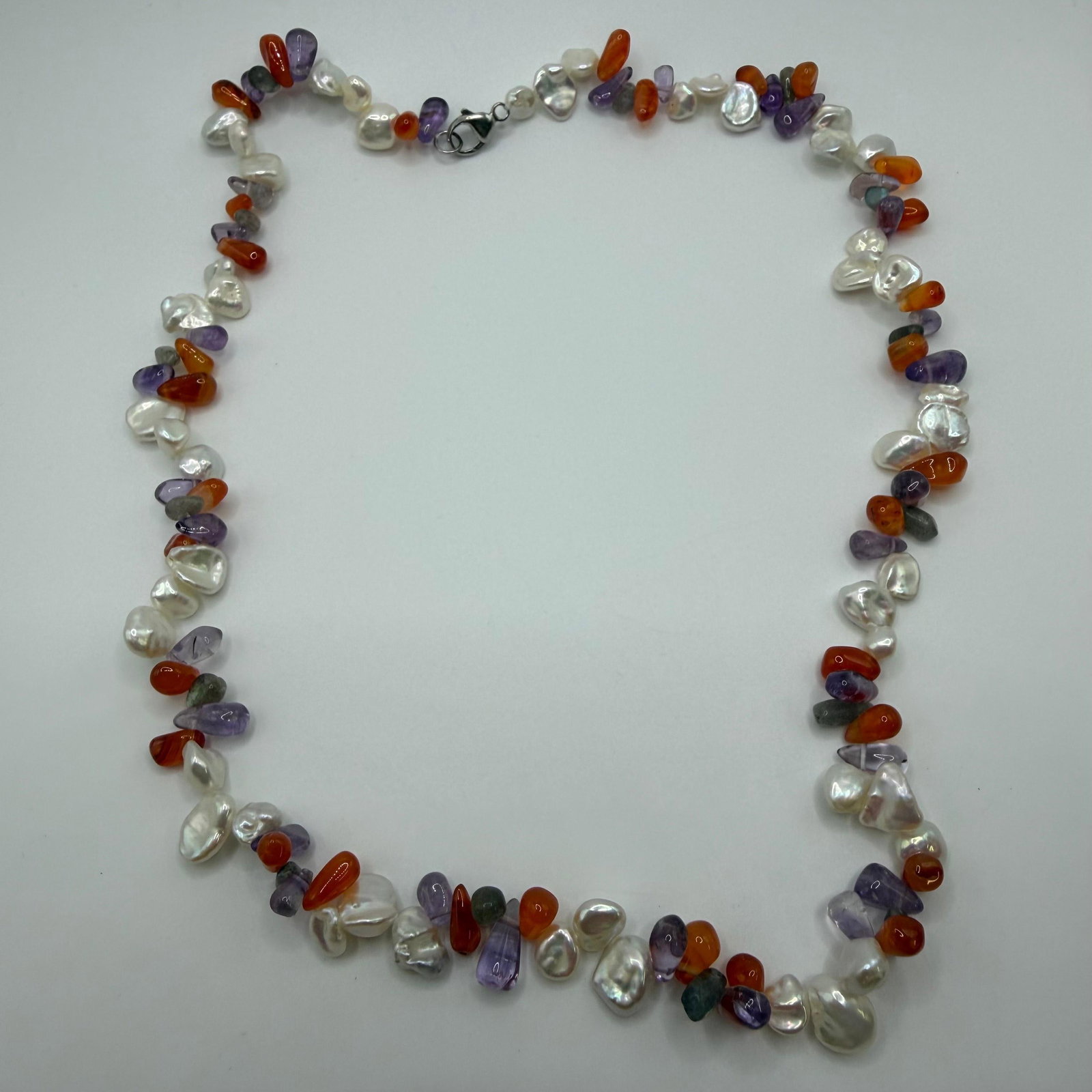 Honora Collection Pearl Carnelian Amethyst Necklace 925 Sterling Clasp HH83: This item is in good pre-owned, previously used/displayed condition with noticeable light wear and surface scratches. Please reference all photos for full details. This piece of jewelry has been caref