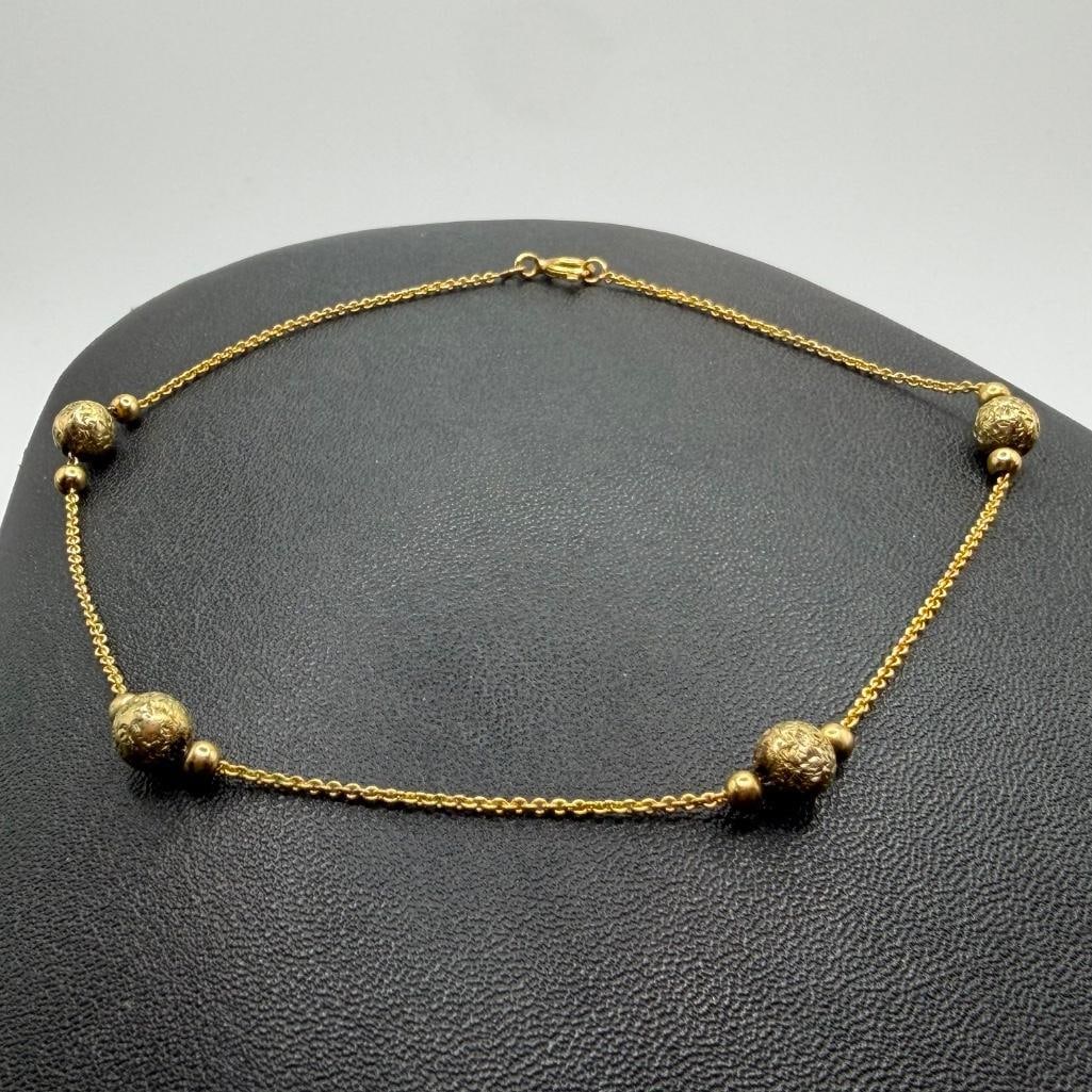 10" Gold-Plated Sterling Bracelet with Globe Beads: This piece of jewelry has been tested and researched prior to listing. Please view all our pictures they are part of our description. DETAILS: Metal - Sterling Silver Color - Silver Stones - none Hall
