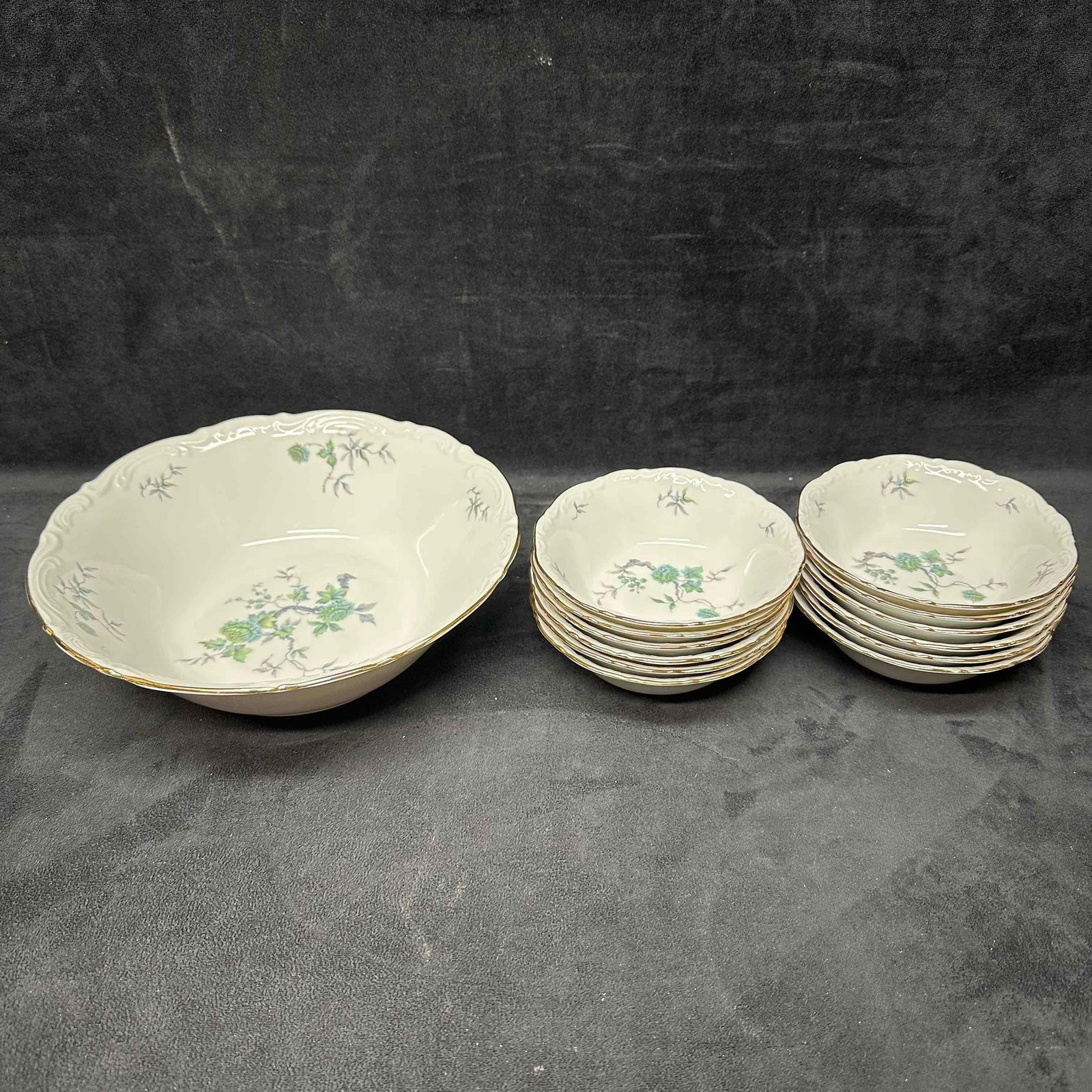 Green Ming Mitterteich Bavaria Germany Bowl Set Large Serving and Small Bowls (1 of 4)
