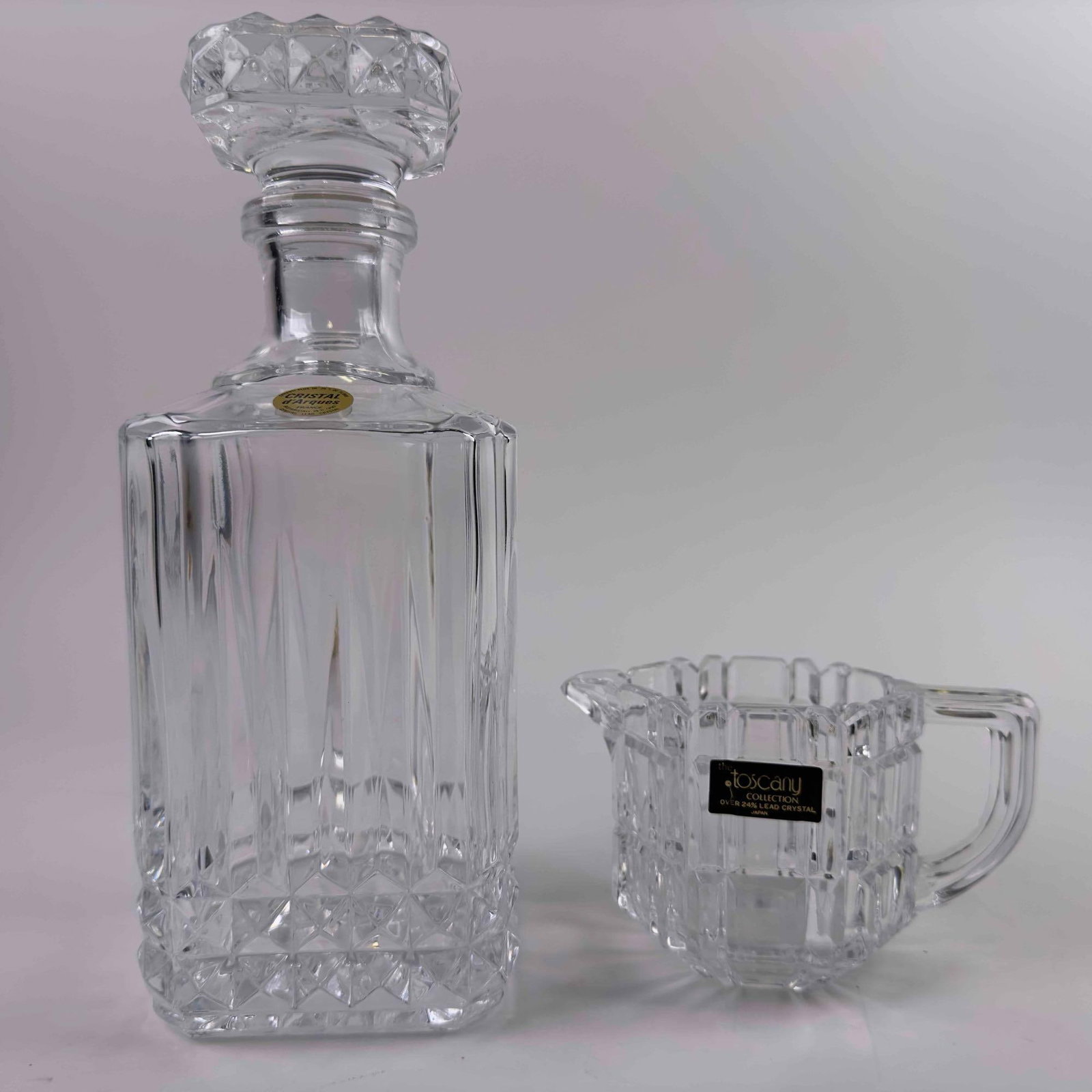 Cristal D’Arques France Clear Lead Crystal Whisky Decanter Toscany Cup Pitcher (1 of 12)