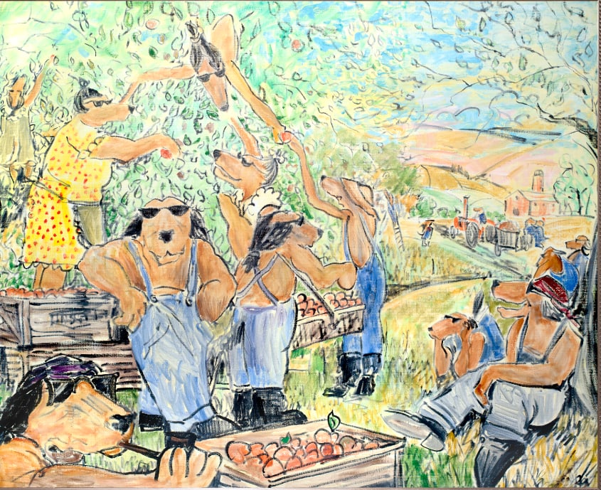 S&N Ivan Clarke "Harvest Hounds" Medium Giclée: Ivan Clarke "Harvest Hounds" Medium Giclée Giclee on canvas print of Harvest Hounds by Ivan Clarke. Comes in the original tube. This medium (30 x 22) piece is a high quality print af