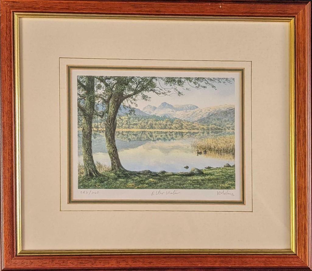 Keith Melling LE Elter Water Lithograph: Keith Melling LE Elter Water Lithograph A popular walk from Skelwith Bridge to Elterwater passes this spot where the exquisite view across Elterwater to the Langdale Pikes is so compelling it's al