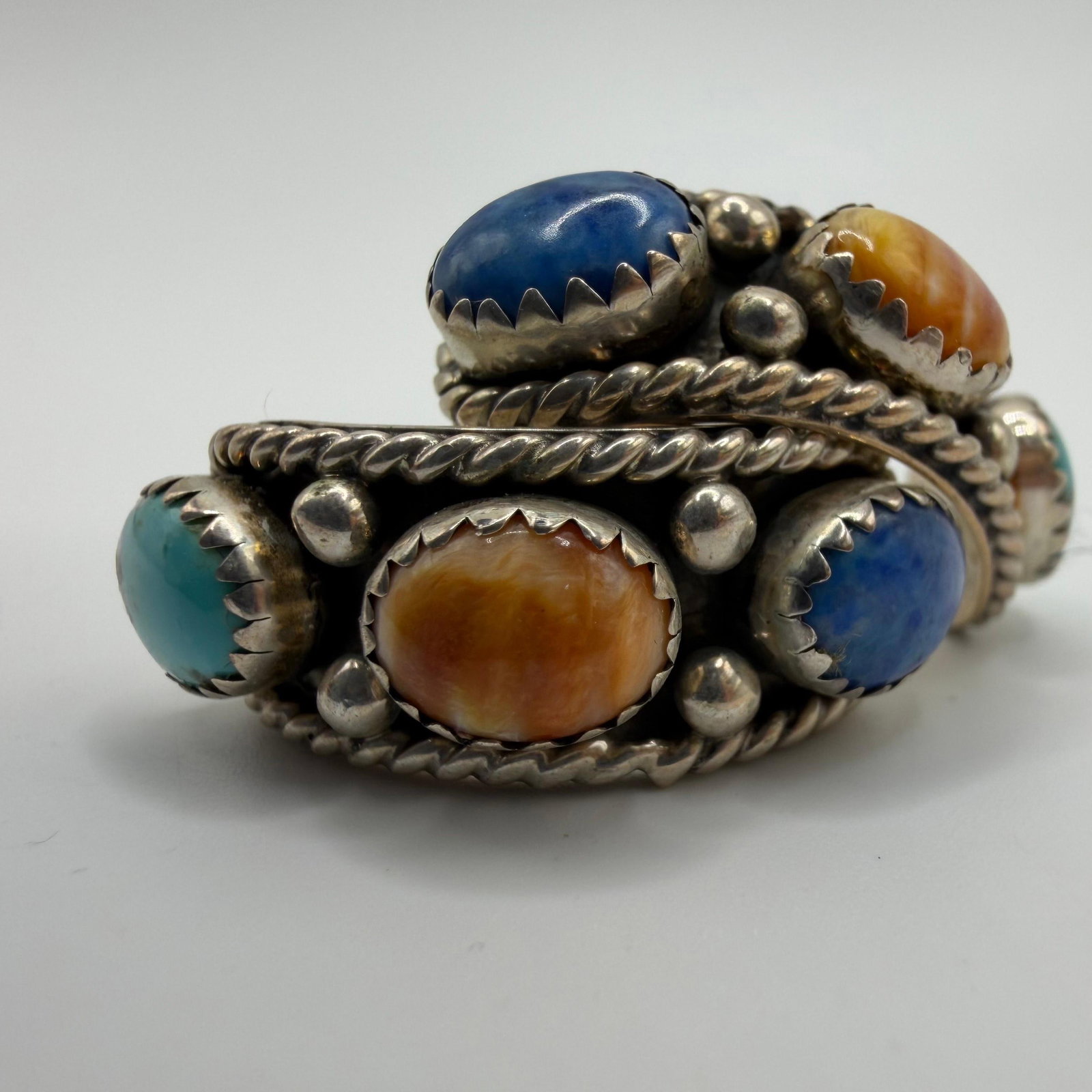 Carolyn Pollack Relios Sterling Silver Earrings Turquoise Coral Lapis Half Moon Style (1 of 4)