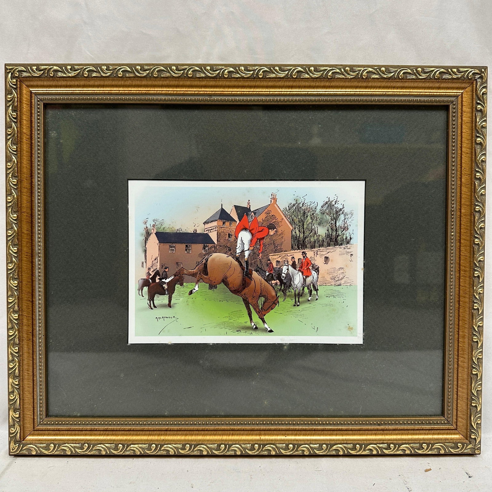 Framed British Horse Sport Hunt Scene Print Artwork (1 of 5)